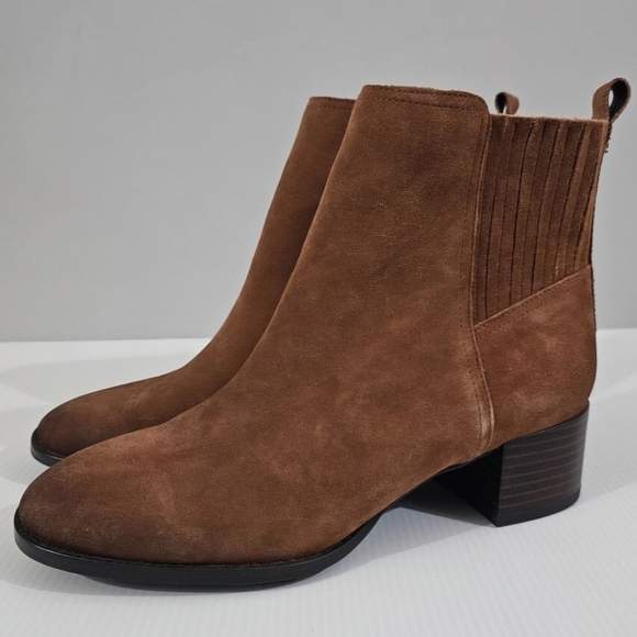 NEW Sam Edelman Kaiti Zip Ankle Bootie Western Shoe Walnut Brown Suede Size 7 - Picture 1 of 12